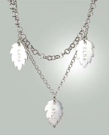 Name Necklace with leaf pendants