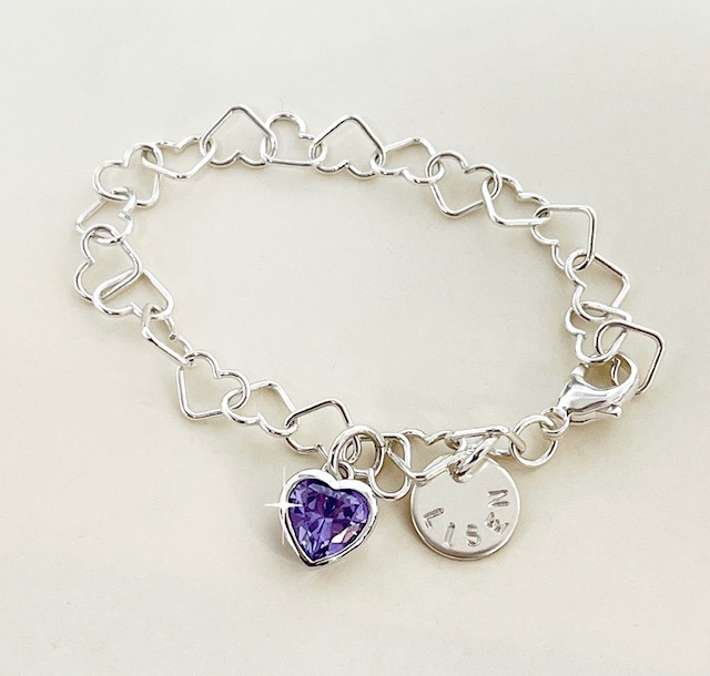 Lucky name bracelet with month stone